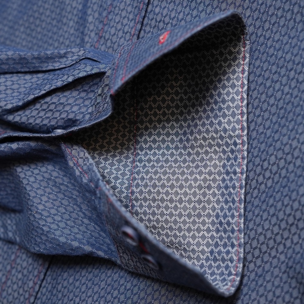 Bugatchi Button Up Mens XL Blue Geometric Long Sleeve Classic Fit Shirt - Picture 12 of 16